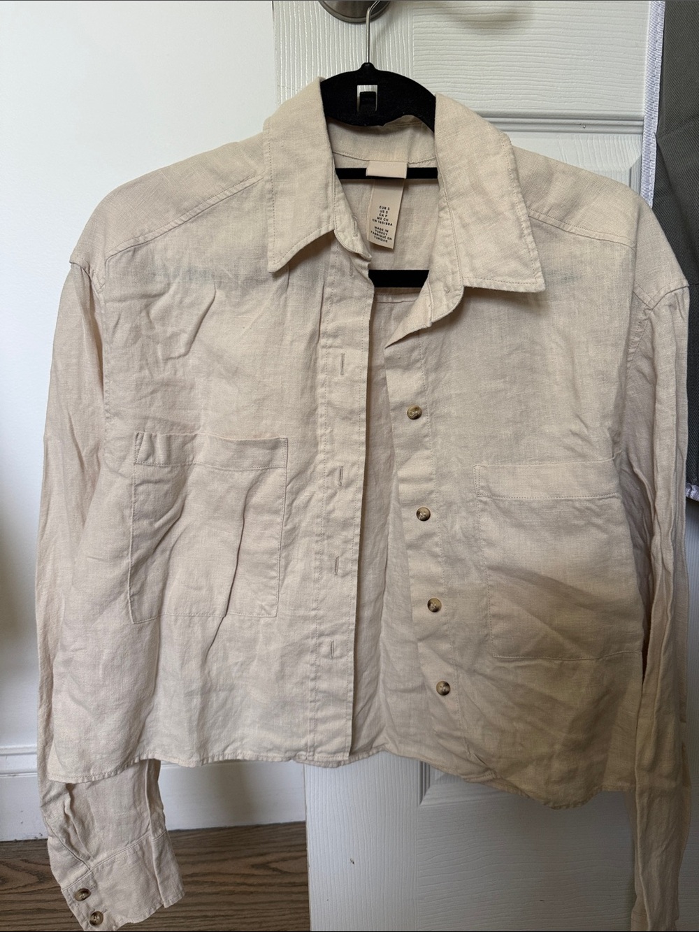 H&M 100% linen cropped top
